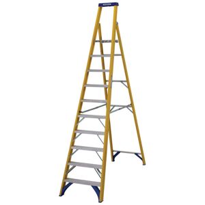 Werner Fibreglass Platform Stepladder Trade 10 Tread Werner Fibreglass Platform Stepladder Trade 10 Tread