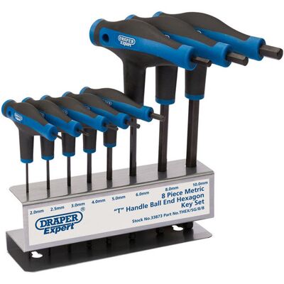 Draper 8 piece Soft Grip 'T' Handle Hexagon and Ball End Key Set Draper 8 piece Soft Grip 'T' Handle Hexagon and Ball End Key Set