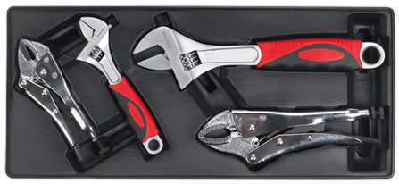 Sealey Sealey TBT04 4 Piece Tool Tray with Locking Pliers & Adjustable Spanner Set