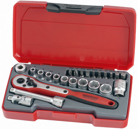 Teng Tools Teng T1424 1/4'' Drive Metric Socket Set 24 Piece