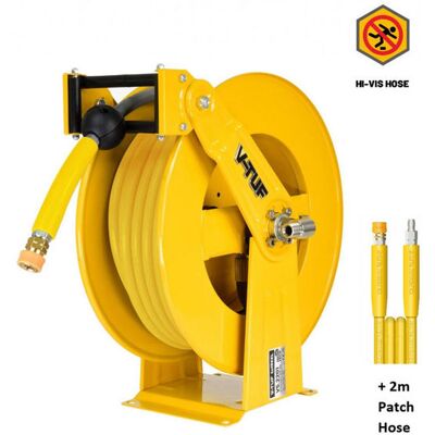 V-TUF V5.2201-KIT2Y 20m Retractable Hose Reel - Powder Coated Steel + 20m Washflex Yellow 3/8 2W Hose MSQ Kit & 2m Patch Hose V-TUF V5.2201-KIT2Y 20m Retractable Hose Reel - Powder Coated Steel + 20m Washflex Yellow 3/8 2W Hose MSQ Kit & 2m Patch Hose