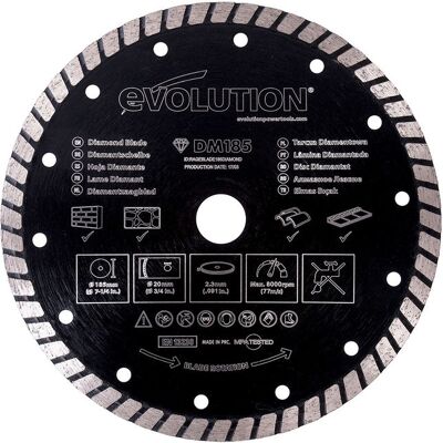 Evolution Power Tools RAGEBLADE185DIAMOND - Diamond Blade - 185 x 20mm - Saw Blade Evolution Power Tools RAGEBLADE185DIAMOND - Diamond Blade - 185 x 20mm - Saw Blade