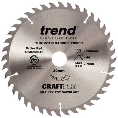 Trend Csb/23040 Saw Blade - 230mm Diameter, 40 Teeth, 30mm Arbor Trend Csb/23040 Saw Blade - 230mm Diameter, 40 Teeth, 30mm Arbor