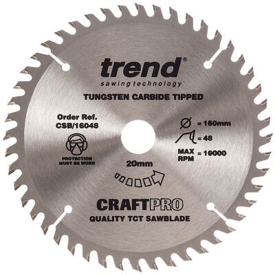 Trend CSB16048 160mm x 48t x 20mm Craft Saw Blade Trend CSB16048 160mm x 48t x 20mm Craft Saw Blade