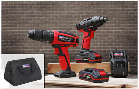 Sealey Sealey CP20VDDCOMBO 20V Cordless Ø13mm Hammer Drill/1/4"Hex Drive Impact Driver Combo Kit