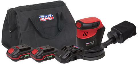Sealey Sealey CP20VOSKIT Cordless Orbital Palm Sander Kit Ø125mm 20V - (2 Batteries, Charger & Battery)