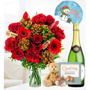 Prestige Flowers Festivity with Bear and Wine - Free Chocs