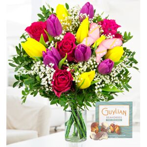 Prestige Flowers Spring Rose and Tulips - Free Chocs