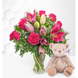 Prestige Flowers Rose and Lily with Teddy