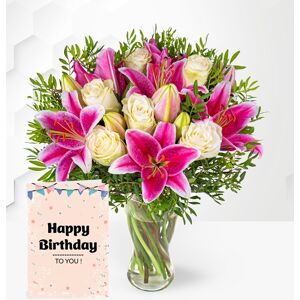 Prestige Flowers Pink Lily & Rose & Birthday Card