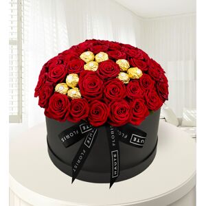 Prestige Flowers Ferrero Rose Hat Box - Red Roses - Luxury Roses - Luxury Red Roses - Flowers in a Hat Box - Luxury Flowers – Luxury Valentine’s Flowers