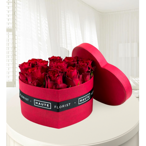 Prestige Flowers Heart Hat Box - Haute Florist - Red Roses - Luxury Red Roses - Roses in a Hat Box - Luxury Flowers