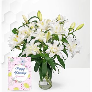 Prestige Flowers Double Lilies with Birthday Card