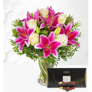 Prestige Flowers Pink Lilies & Roses & Luxury Chocolates