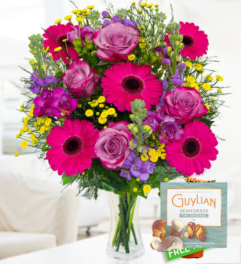 Prestige Flowers Cerise Celebration - Free Chocs