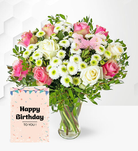 Prestige Flowers Rose Meadows with Birthday Card