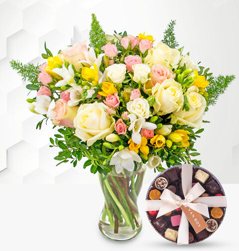 Prestige Flowers Rose and Freesia & Belgian Chocolates