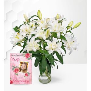 Prestige Flowers Double Lilies with Anniversary Card