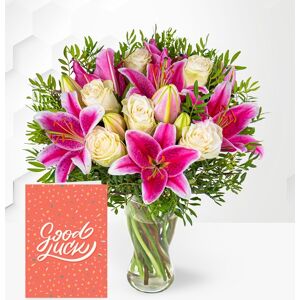 Prestige Flowers Pink Lily & Rose & Good Luck Card