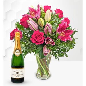 Prestige Flowers Rose and Lily & Champagne