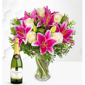 Prestige Flowers Pink Lilies & Roses with Fizz