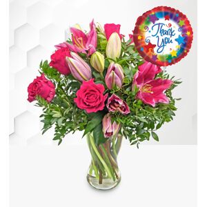 Prestige Flowers Rose and Lily with Thank You Balloon