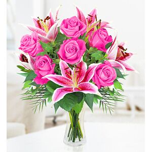 Prestige Flowers Rose & Lily Hand Tied