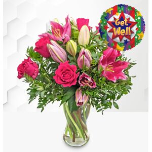 Prestige Flowers Rose and Lily with Get Well Balloon