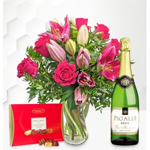 Prestige Flowers Rose and Lily with Fizz & Chocolates