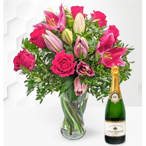 Prestige Flowers Rose and Lily with Champagne