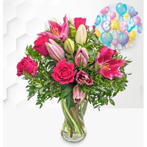 Prestige Flowers Rose and Lily with New Baby Balloon