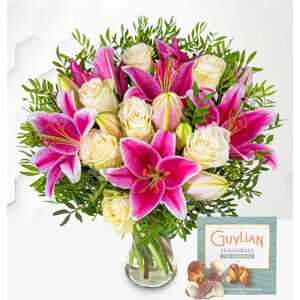 Prestige Flowers Pink Lilies & Roses Mothers Day Flowers - Buy Mothers Day Flowers 2023 - Mothers Day Flower Delivery - Free Chocs