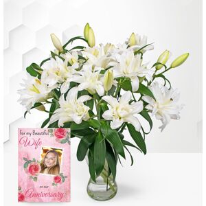 Prestige Flowers Double Lilies with Anniversary Card