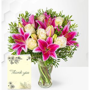 Prestige Flowers Pink Lily & Rose & Thank You Card