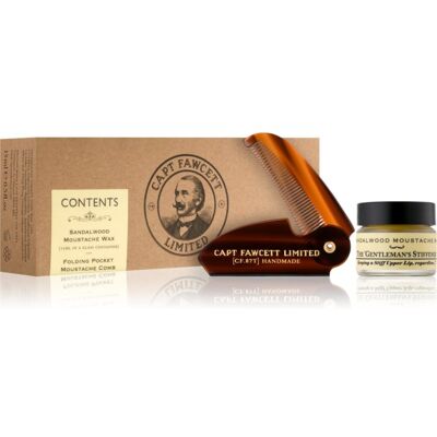 Captain Fawcett Sandalwood Moustache Wax and Folding Moustache Comb - Beard Care Set Captain Fawcett Sandalwood Moustache Wax and Folding Moustache Comb - Beard Care Set