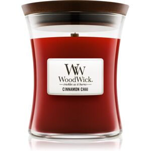 Woodwick Cinnamon Chai scented candle with wooden wick 275 g