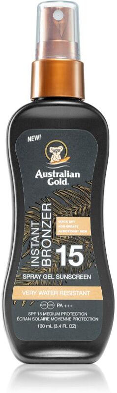 Australian Gold Instant Bronzer protective sunscreen spray with bronzer SPF 15 100 ml