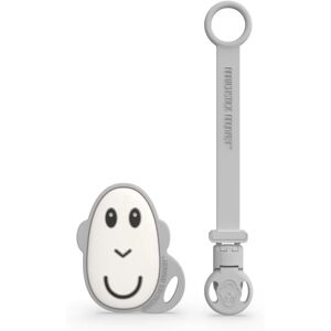 Matchstick Monkey Flat Face Teether & Soother Clip gift set Grey(for children)