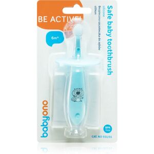 BabyOno Safe Baby Toothbrush toothbrush for children 6m+ Blue 1 pc