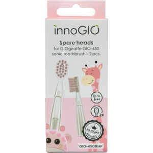 innoGIO GIOGiraffe Spare Heads for Sonic Toothbrush battery-operated sonic toothbrush replacement heads for children GIOGiraffe Sonic Toothbrush Pink 2 pc