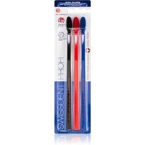 Swissdent Profi Colours toothbrushes soft – medium black, red, blue 3 pc