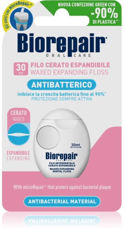 Biorepair Dental Floss Waxed Expanding waxed dental floss for sensitive gums Pink 30 m