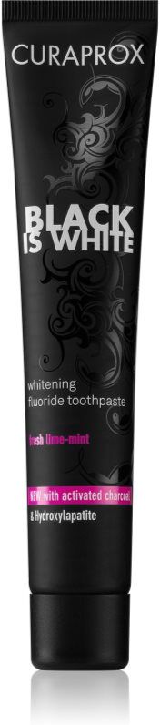 Curaprox Black is White whitening toothpaste with activated charcoal and hydroxyapatite flavour Fresh Lime-Mint 90 ml