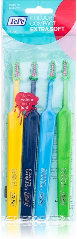 TePe Colour Compact extra soft toothbrushes 4 pc