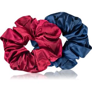 BrushArt Hair Large satin scrunchie set hair bands Red & Blue