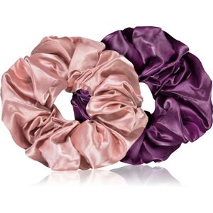 BrushArt Hair Large satin scrunchie set hair bands Pink & Violet