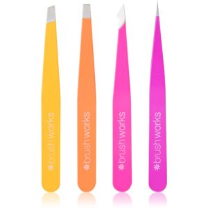 Brushworks Combination Tweezer Set set of tweezers for eyebrows type Brights 4 pc Brushworks Combination Tweezer Set set of tweezers for eyebrows type Brights 4 pc