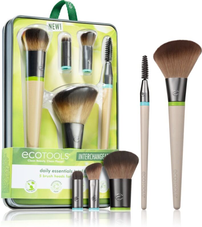 EcoTools Interchangeablesâ„¢ Daily Essentials makeup brush set with a pouch 5 pc