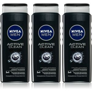 Nivea Men Active Clean shower gel M 3 x 500 ml (economy pack)