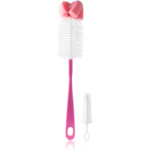 BabyOno Take Care Brush for Bottles and Teats with Mini Brush & Sponge Tip cleaning brush Pink 2 pc